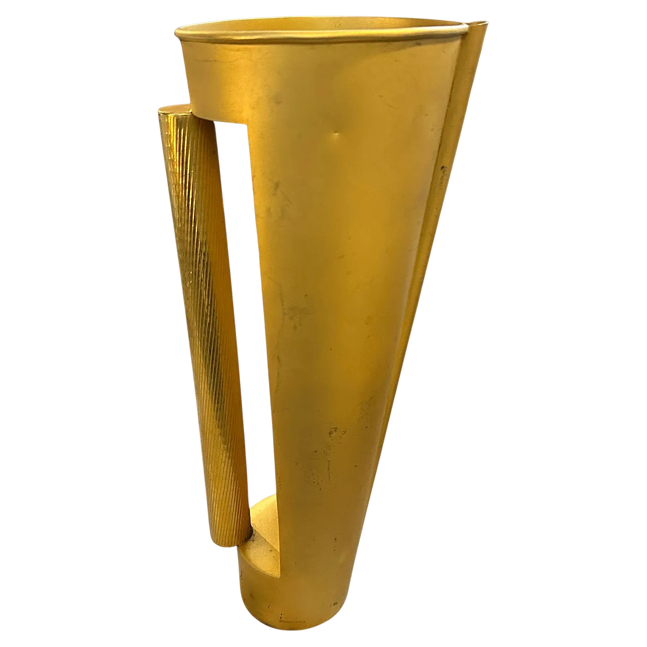 Sculptural jug vase in golden metal, 1970s 13