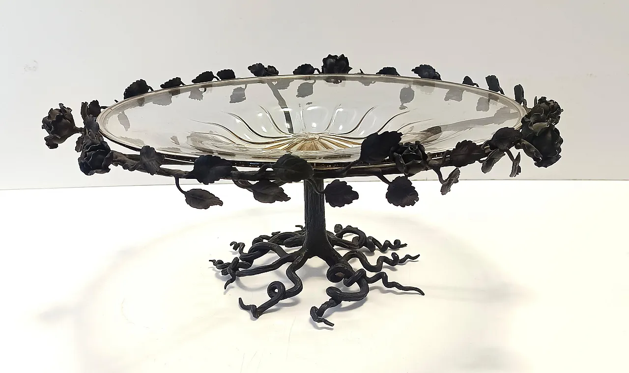 Murano Glass and Wrought Iron Cake Stand attr. to Vittorio Zecchin, Italy 4
