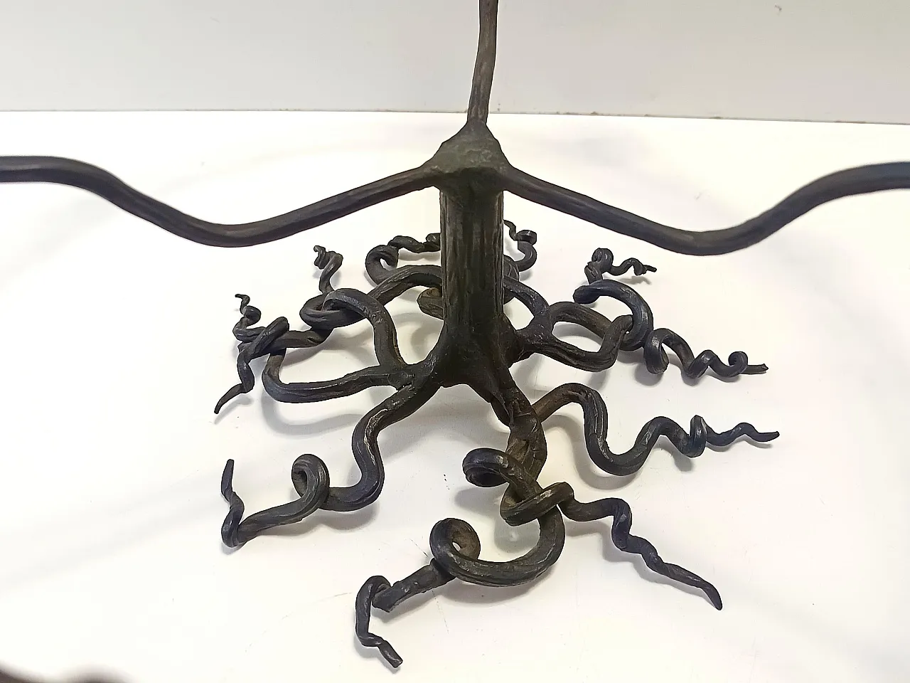 Murano Glass and Wrought Iron Cake Stand attr. to Vittorio Zecchin, Italy 13