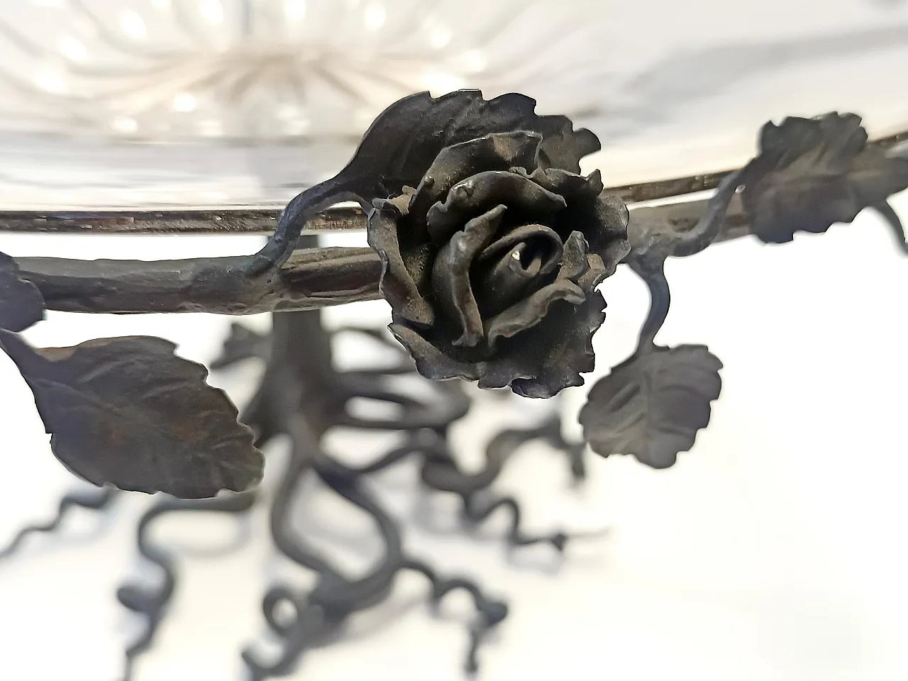 Murano Glass and Wrought Iron Cake Stand attr. to Vittorio Zecchin, Italy 15