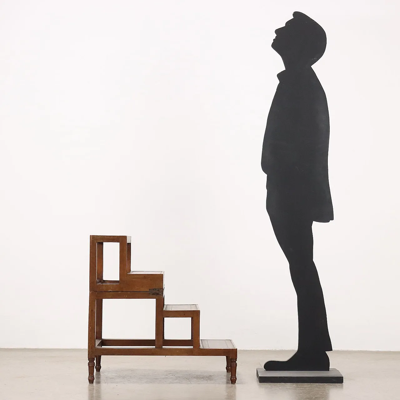 Scaletta Vittoriana da Biblioteca richiudibile in mogano e pelle, '800 2