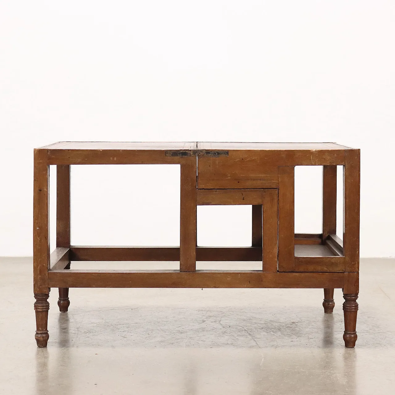 Scaletta Vittoriana da Biblioteca richiudibile in mogano e pelle, '800 3