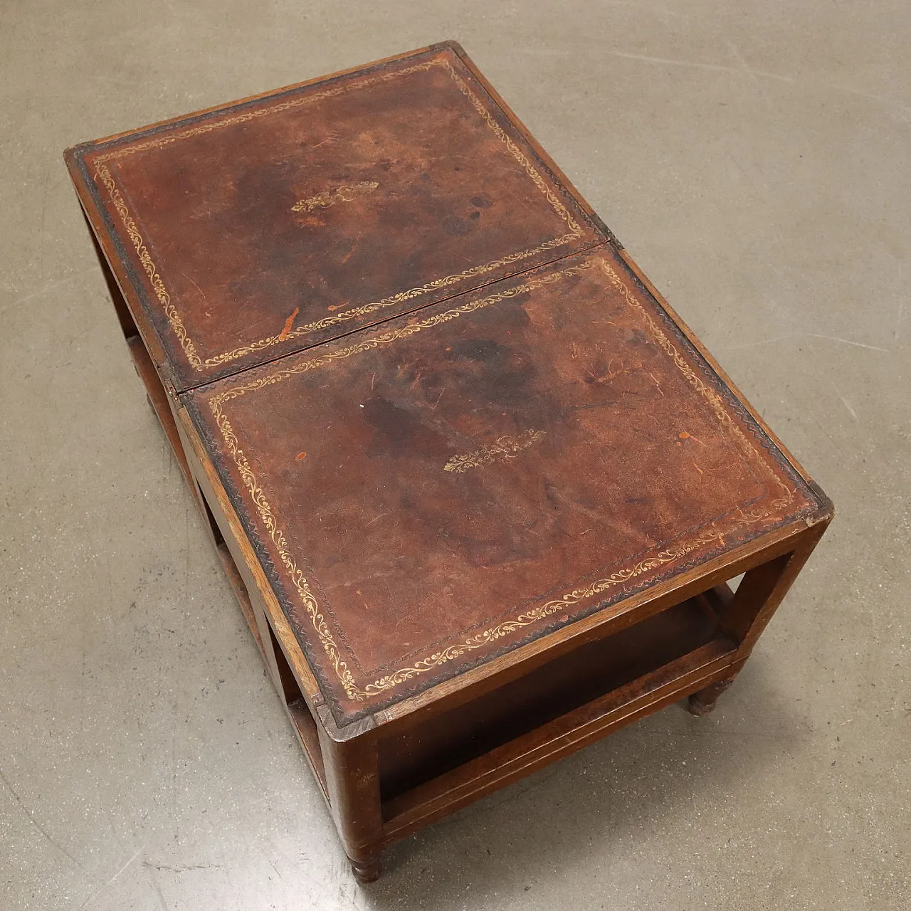 Scaletta Vittoriana da Biblioteca richiudibile in mogano e pelle, '800 4