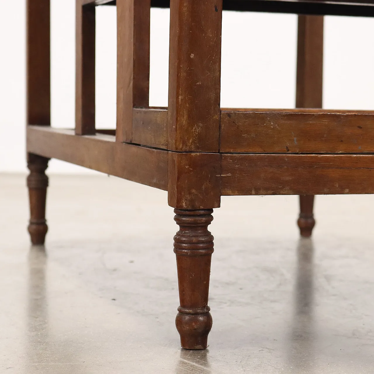 Scaletta Vittoriana da Biblioteca richiudibile in mogano e pelle, '800 7