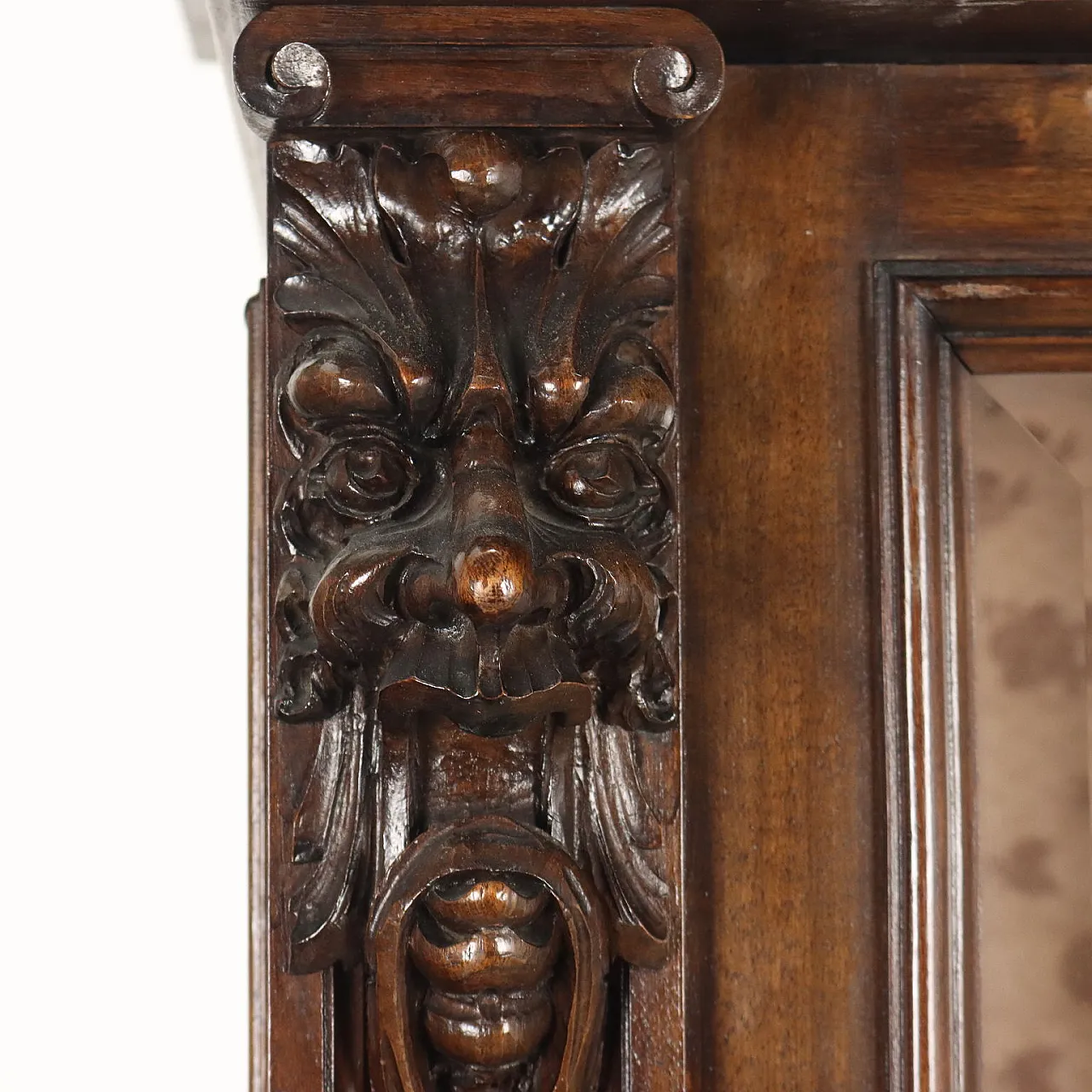 Vetrina neobarocca in vetro e noce, '800 4