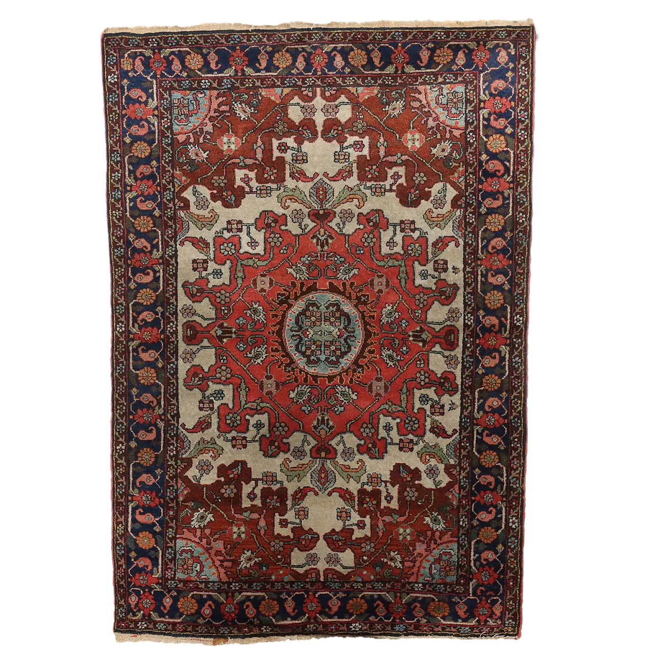 Tappeto Mahall in cotone e lana, nodo pesante, fine '900 1