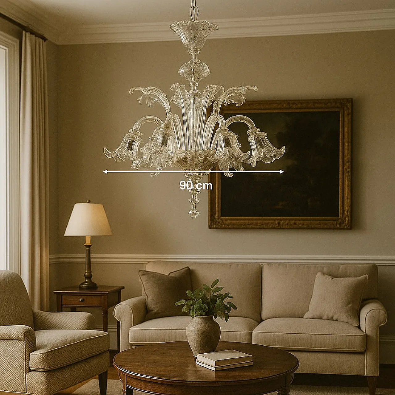 Chandelier in Murano glass with 8 lights, 20th century 2