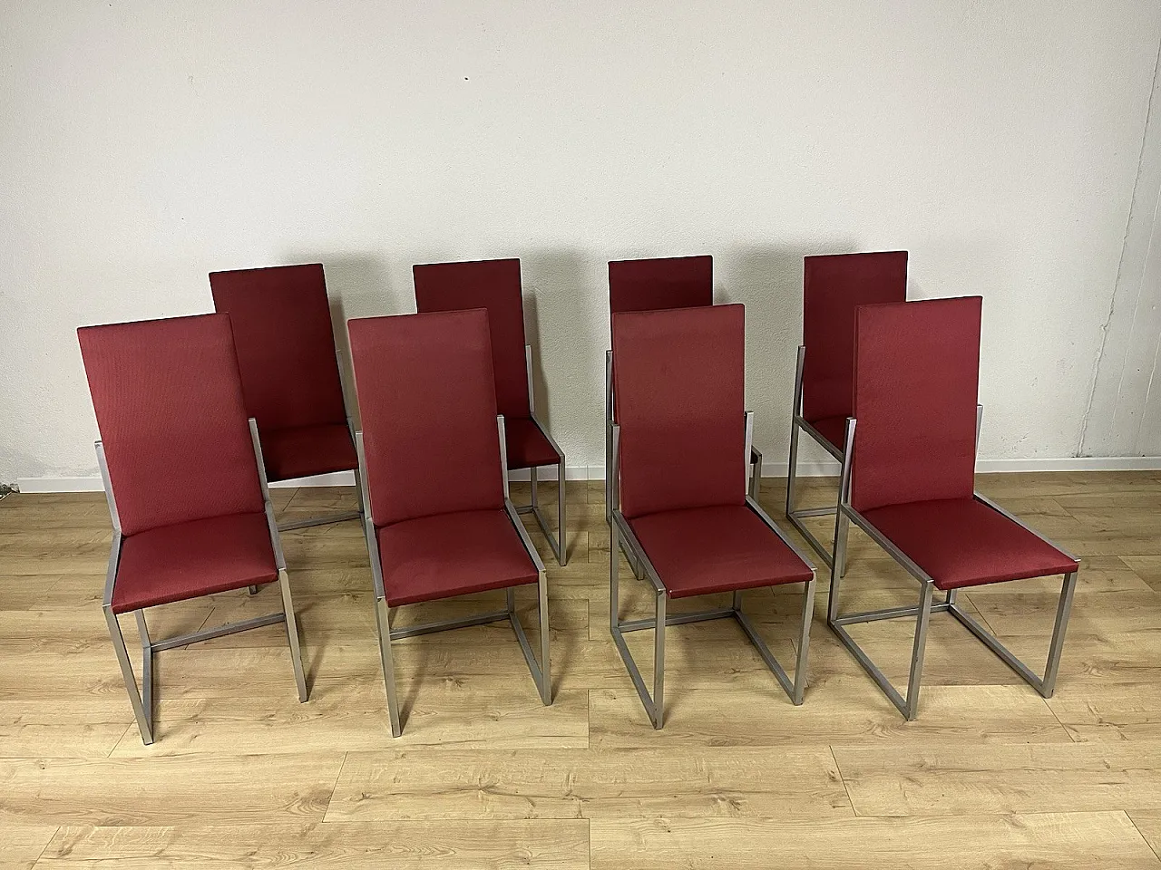 8 Sedie in metallo e tessuto, anni '80 1