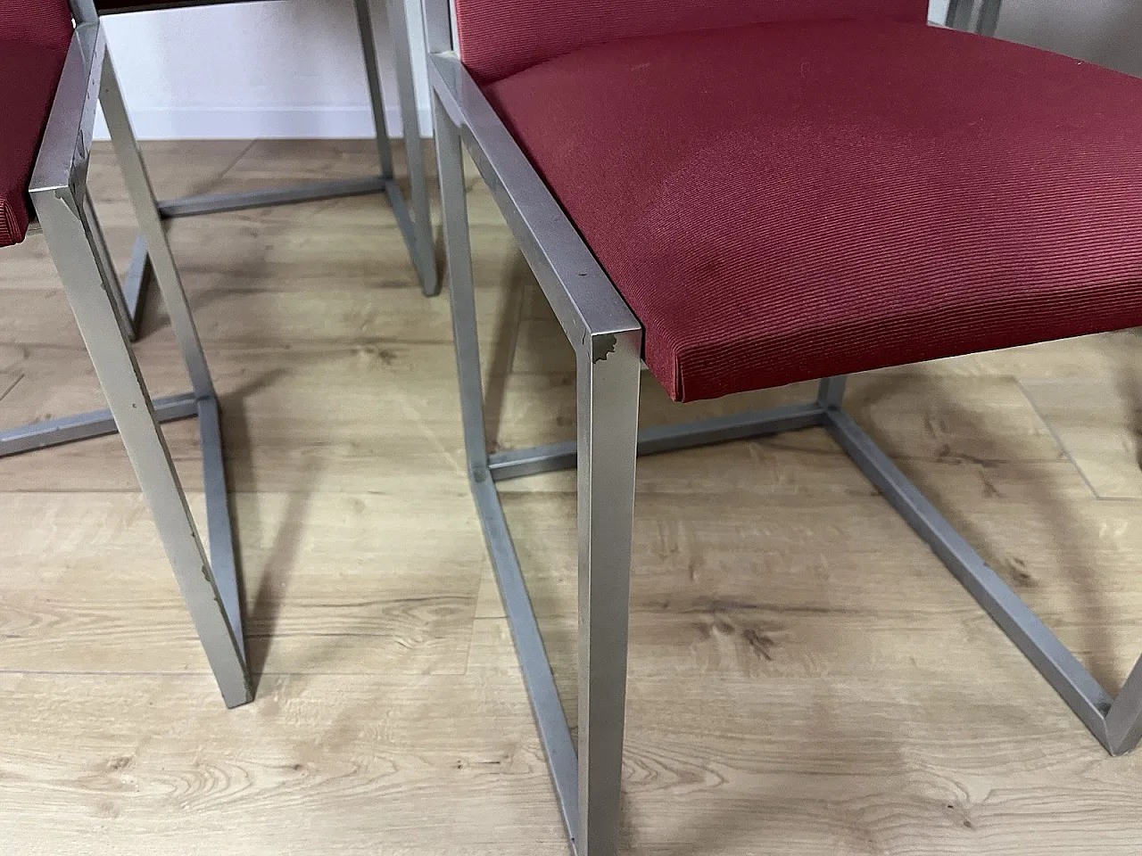 8 Sedie in metallo e tessuto, anni '80 2