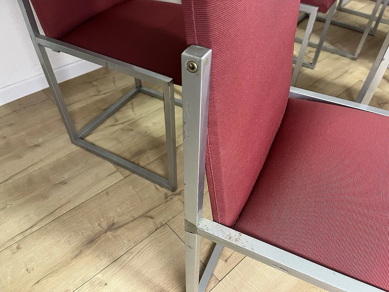 8 Sedie in metallo e tessuto, anni '80 3