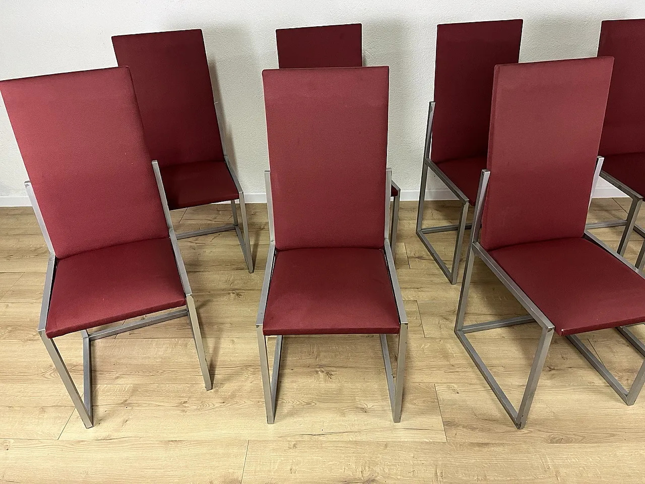 8 Sedie in metallo e tessuto, anni '80 5