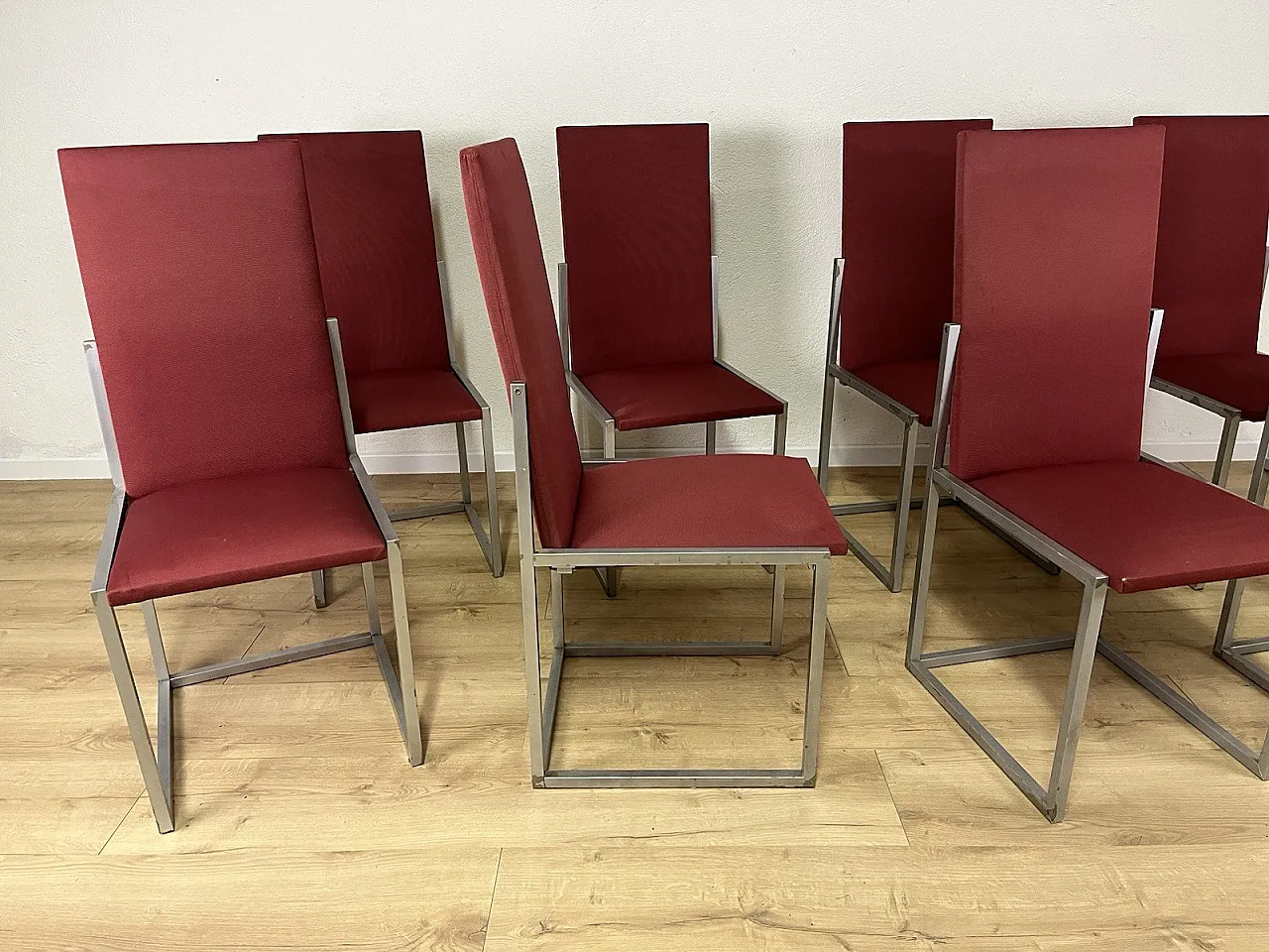 8 Sedie in metallo e tessuto, anni '80 6