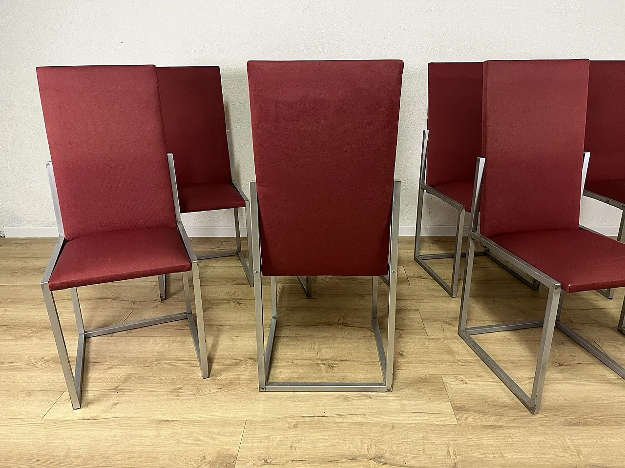 8 Sedie in metallo e tessuto, anni '80 10