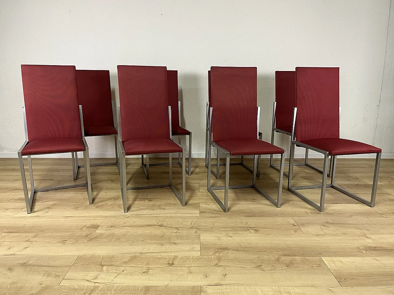 8 Sedie in metallo e tessuto, anni '80 11