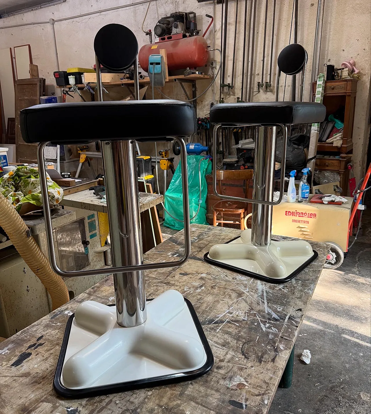 Pair of bar stools Birillo by Joe Colombo for Zanotta, 70s 1