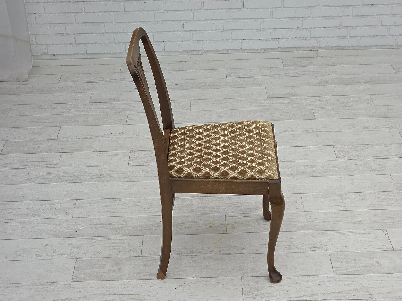 6 Danish chairs in velour and oak wood, 1930s 8