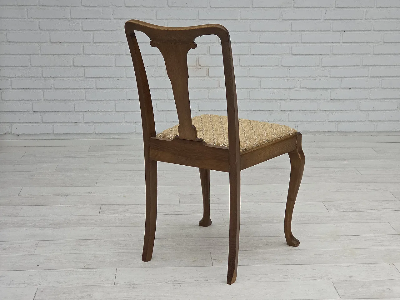 6 Danish chairs in velour and oak wood, 1930s 9