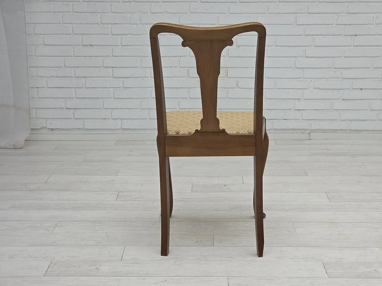 6 Danish chairs in velour and oak wood, 1930s 11