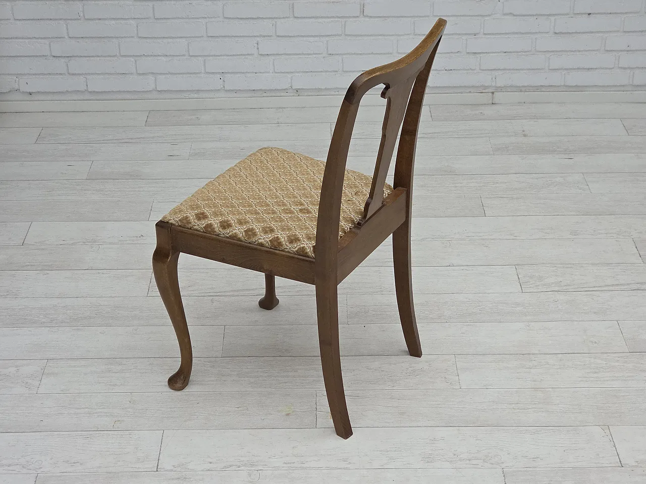 6 Danish chairs in velour and oak wood, 1930s 13