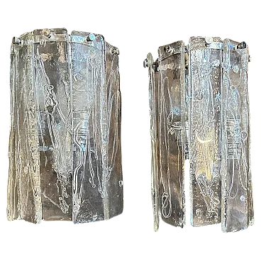 Pair of Murano glass and steel wall sconces by La Murrina, 1970s