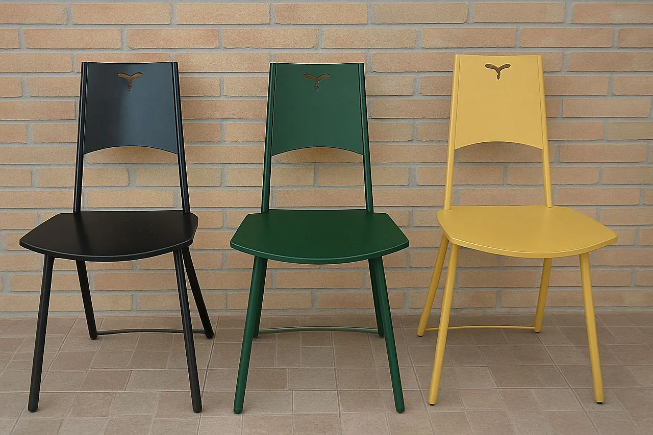 Sedia pieghevole Mia Di Giorgio Cattelan in acciaio colorato, anni '80 1