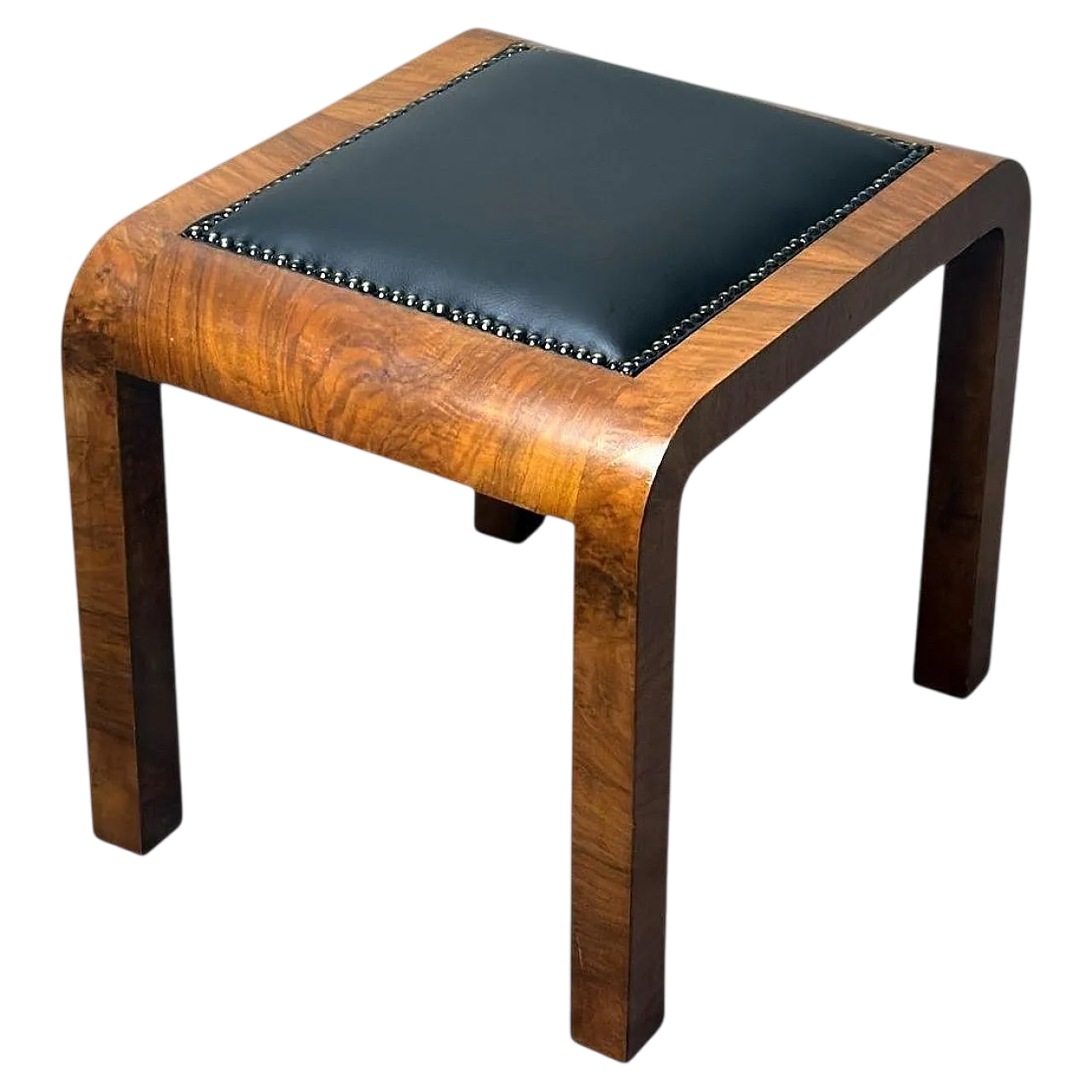 Sgabello Art Deco in radica di noce austriaca, anni '30 21