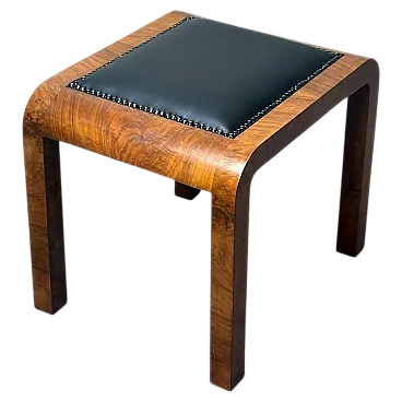 Sgabello Art Deco in radica di noce austriaca, anni '30