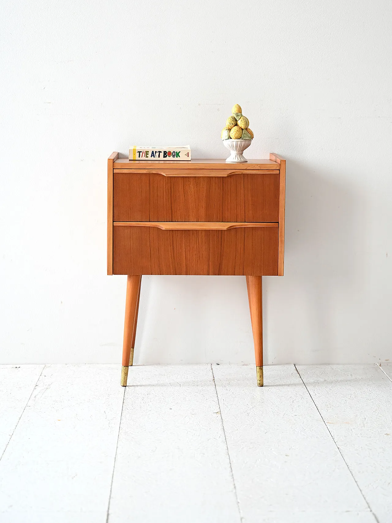 Scandinavian 1950s bedside table with brass details 1
