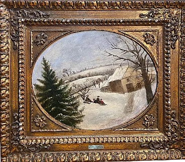 Scena d'inverno di David Cox, olio su tela, '900