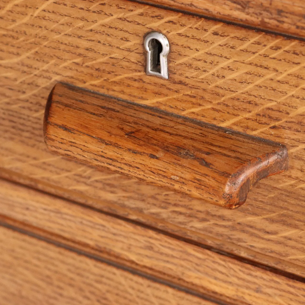 Scrivania in rovere e laminato con 2 cassetti, anni '50 5