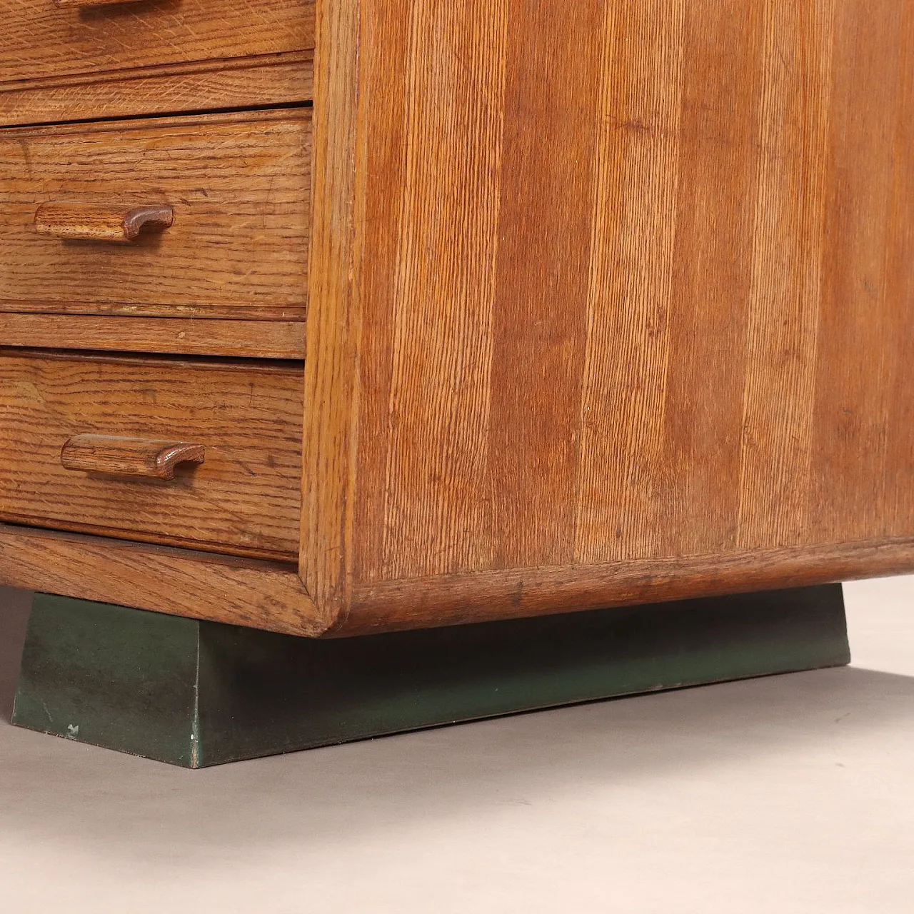 Scrivania in rovere e laminato con 2 cassetti, anni '50 6