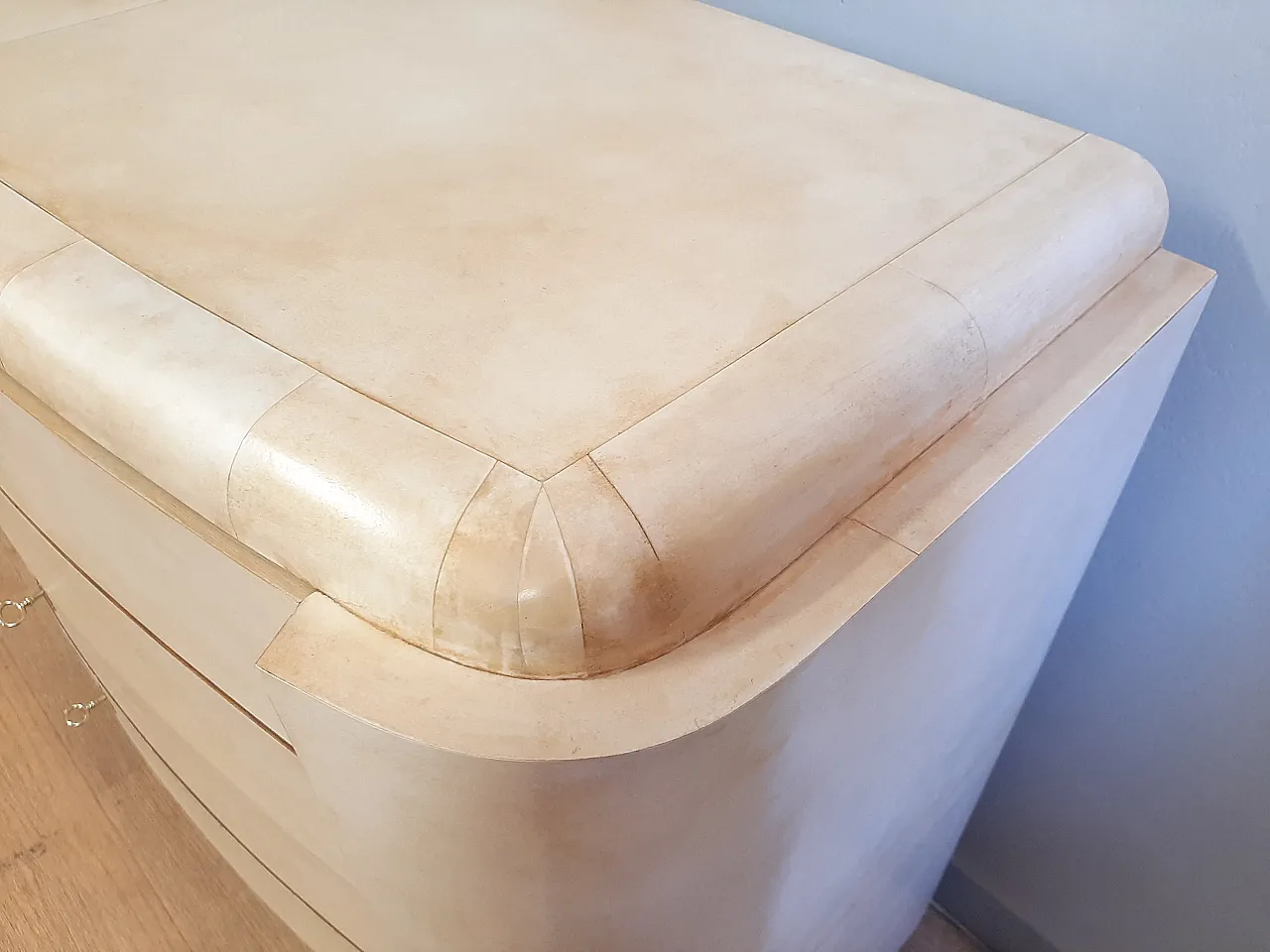 Dresser drawer art art decethe covered in parchment, 1930s 3