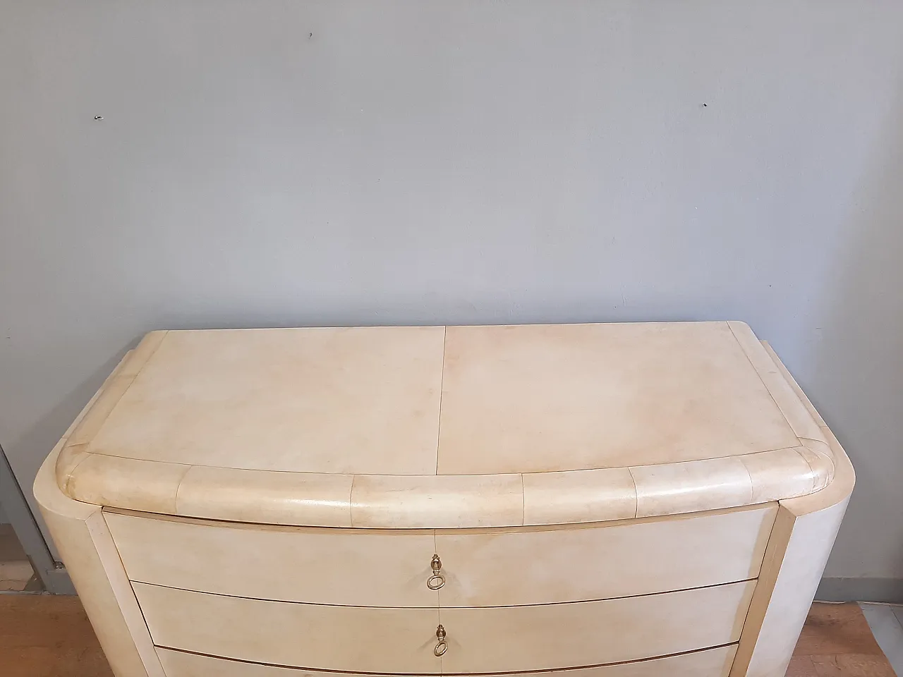 Dresser drawer art art decethe covered in parchment, 1930s 7