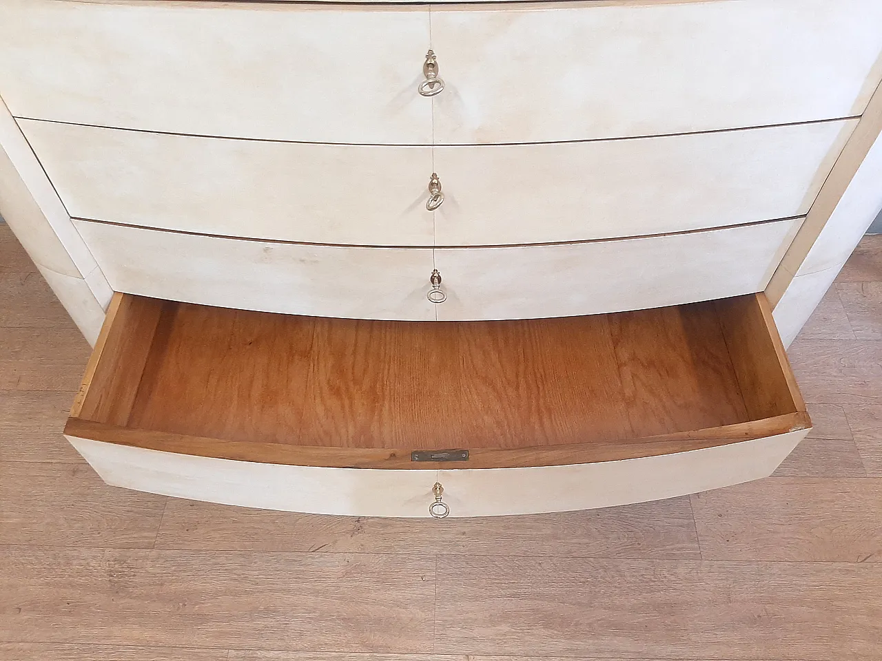 Dresser drawer art art decethe covered in parchment, 1930s 8