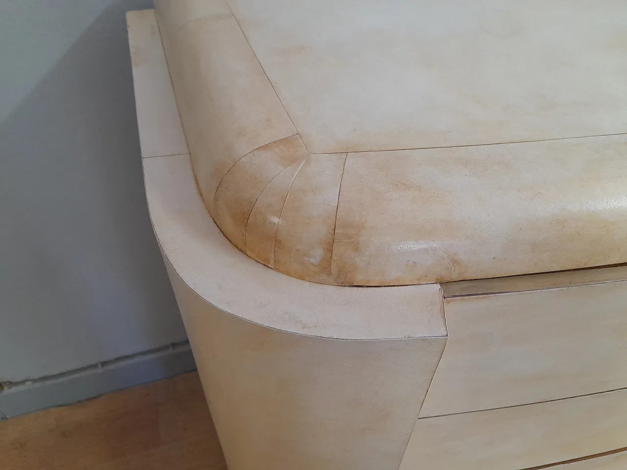 Dresser drawer art art decethe covered in parchment, 1930s 9