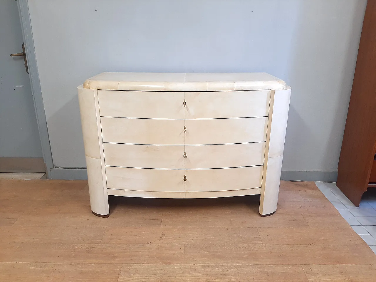 Dresser drawer art art decethe covered in parchment, 1930s 10