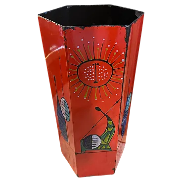 Mid-Century Modern lacquered iron umbrella stand, 1960s