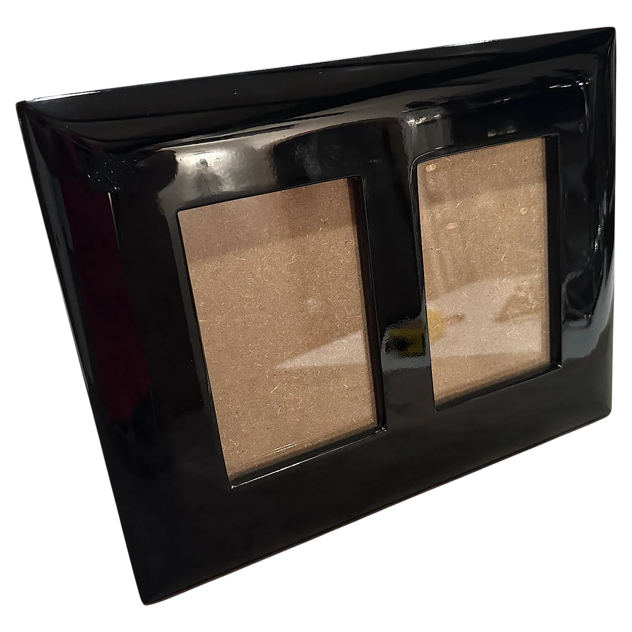 Black lacquered wood double picture frame by Bussolari, 1990s 10