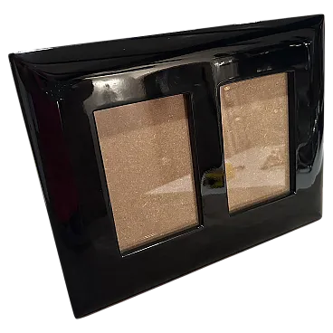 Black lacquered wood double picture frame by Bussolari, 1990s