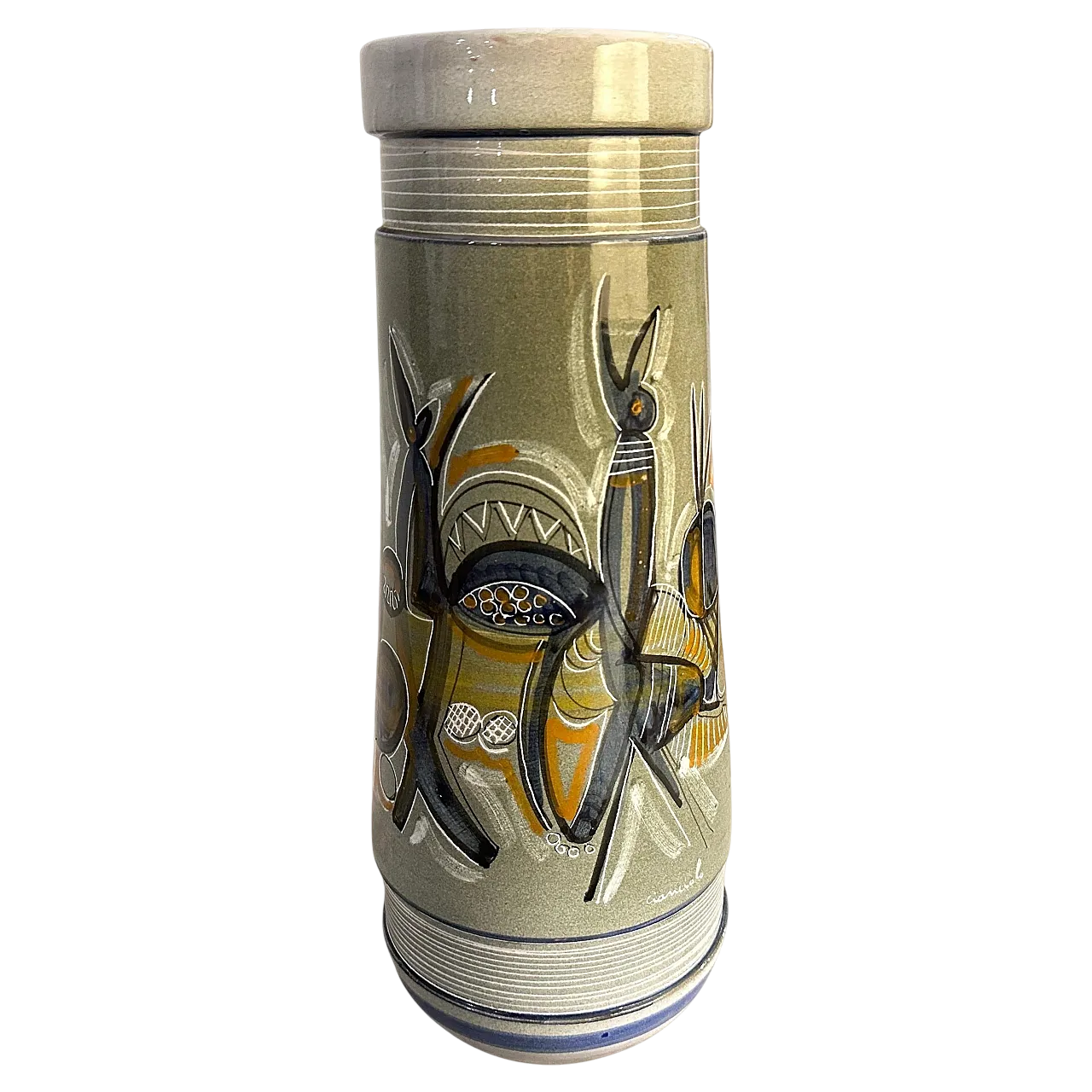 Futurist hand-painted ceramic vase by Cianciolo for Nova, 1960s 10