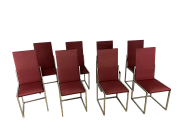 8 Sedie in metallo e tessuto, anni '80
