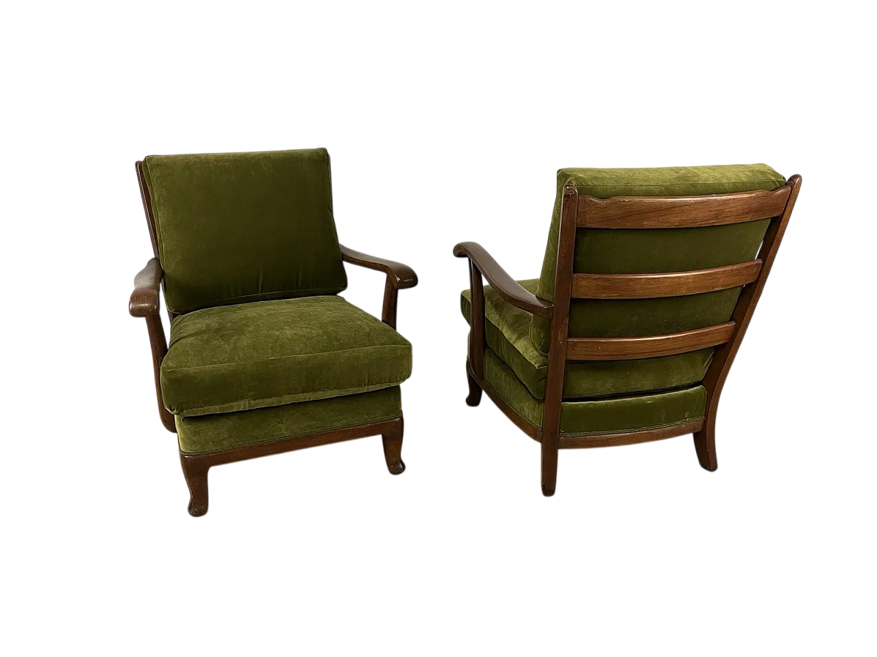 Coppia di poltrone in legno e velluto di Paolo Buffa, anni '50 18