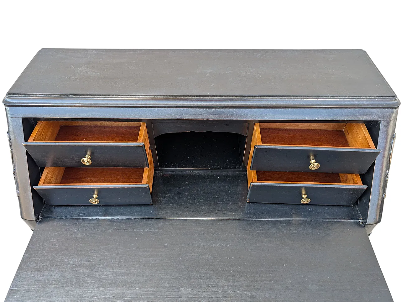 Scrittoio in Legno Massello di Noce Stile Barocco Francese, anni '50 5