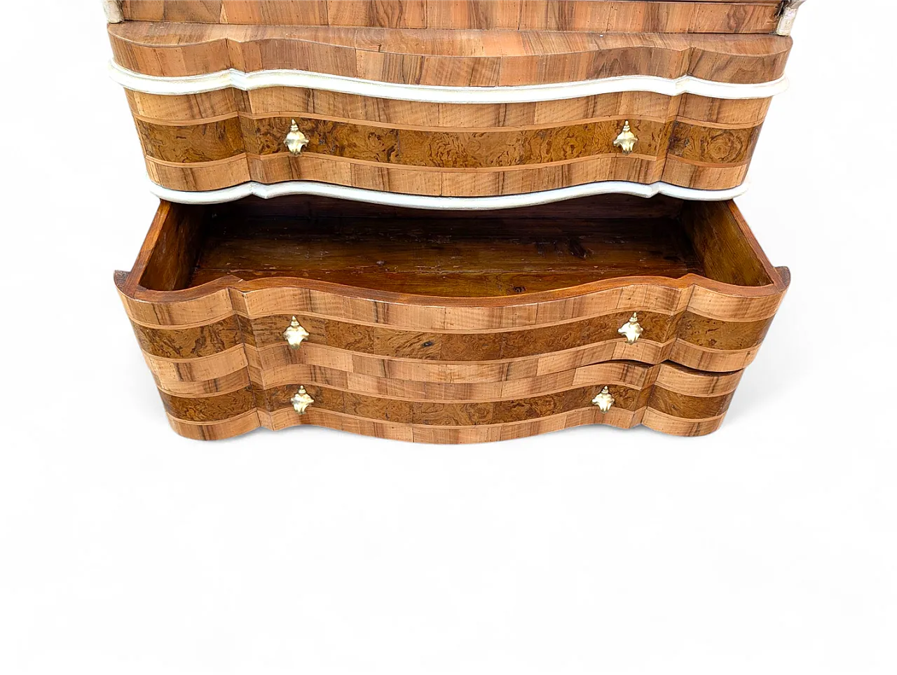 Scrivania in legno di noce con rifiniture in limelight, metà '900 9