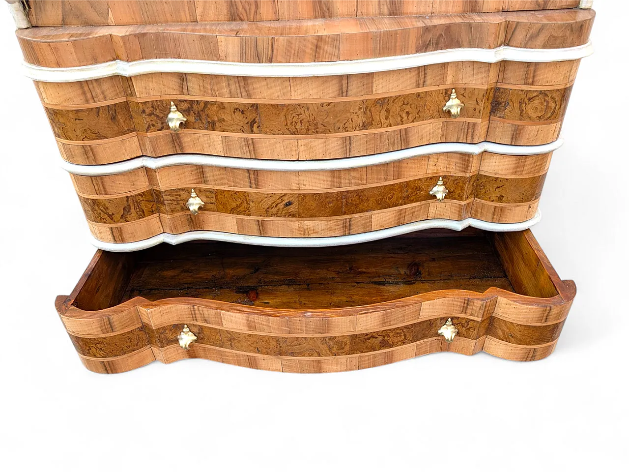 Scrivania in legno di noce con rifiniture in limelight, metà '900 10