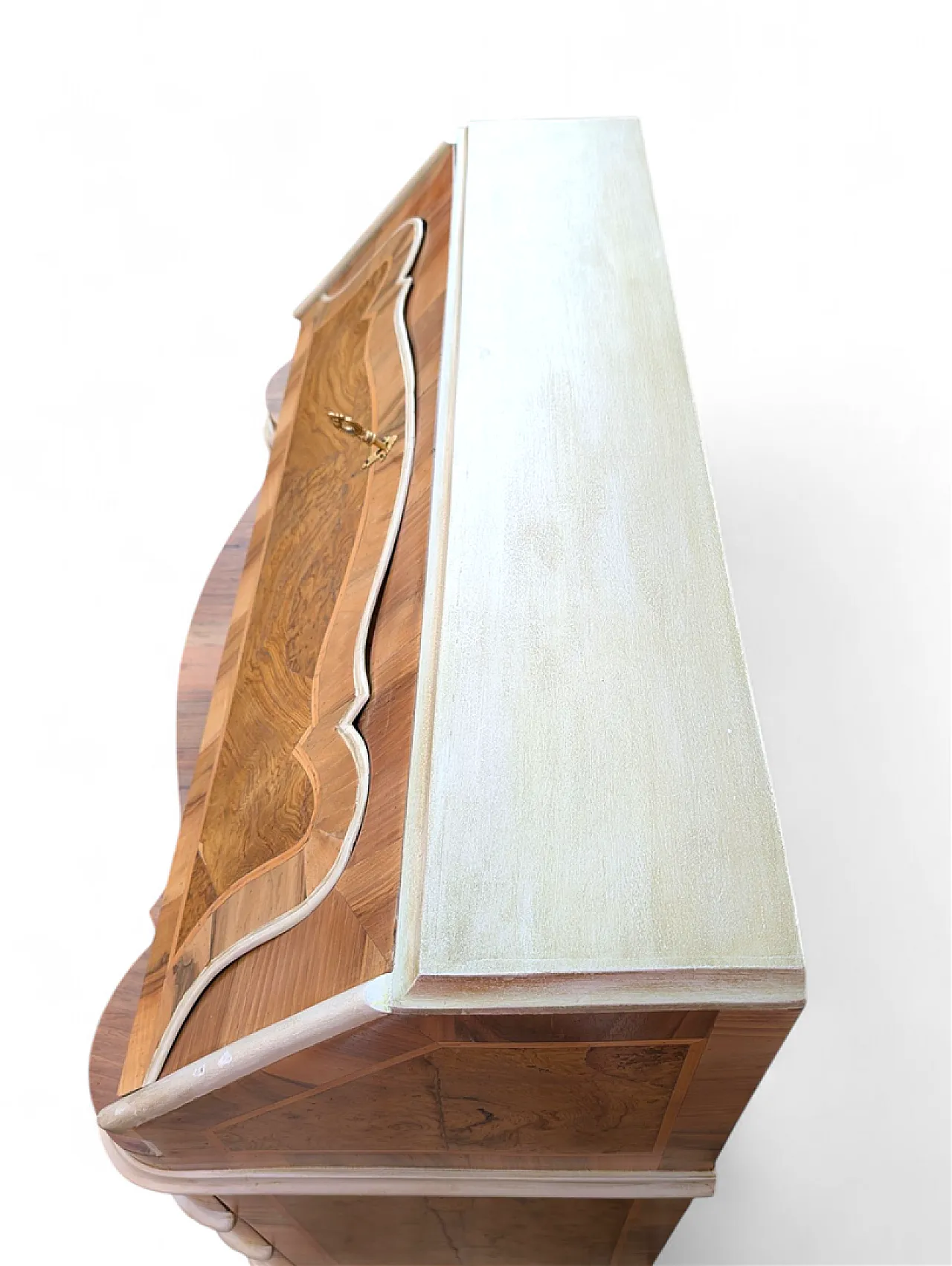 Scrivania in legno di noce con rifiniture in limelight, metà '900 12