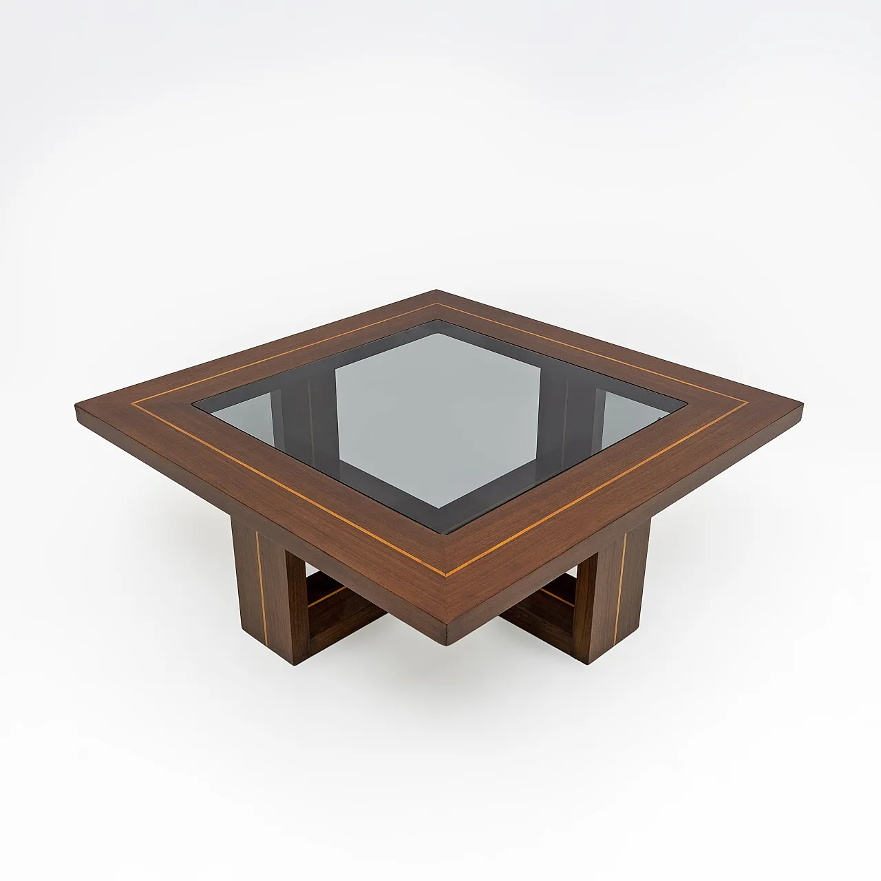 Tavolino in acero intarsiato e noce, anni '70 2