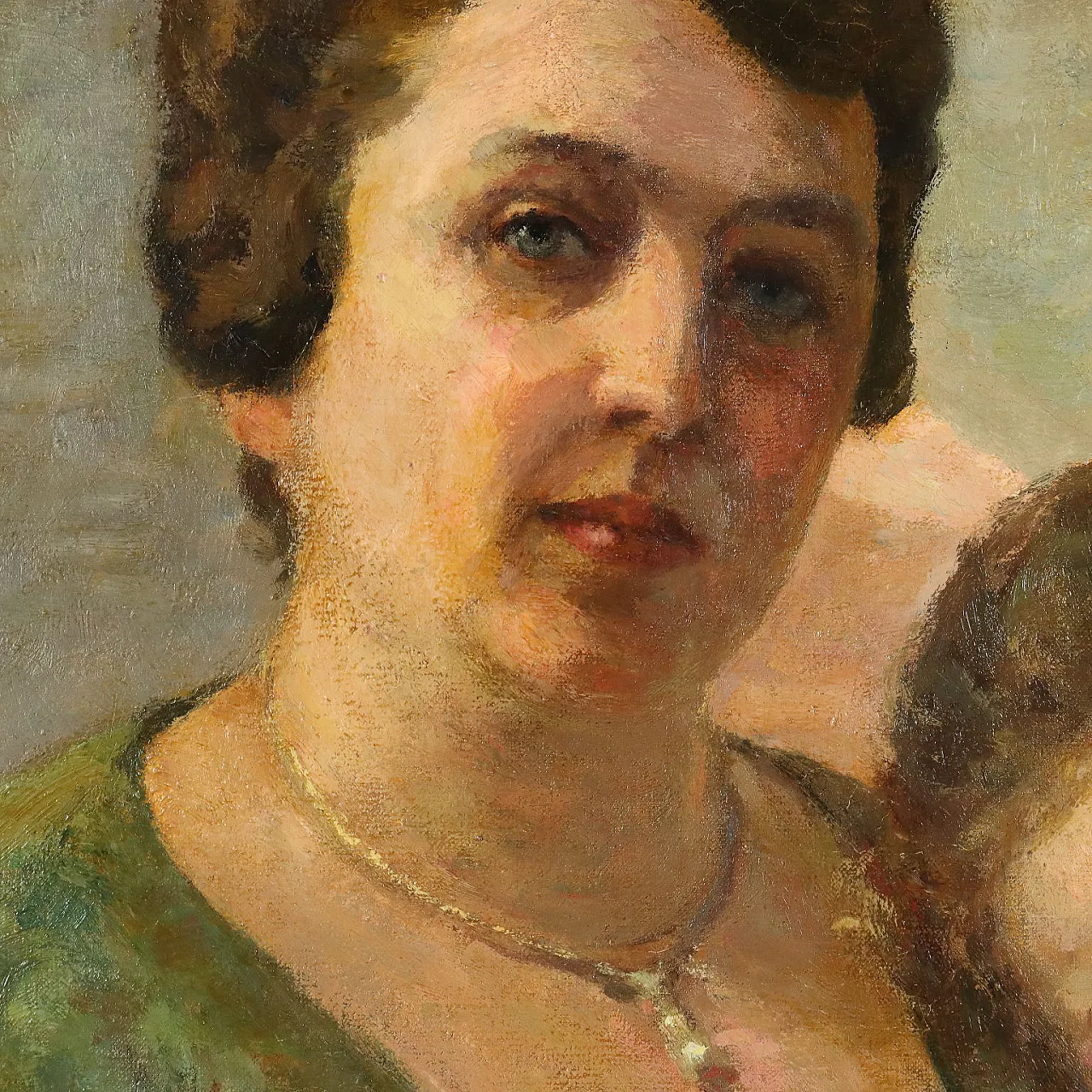 Portrait of mother with daughter, oil on canvas 4