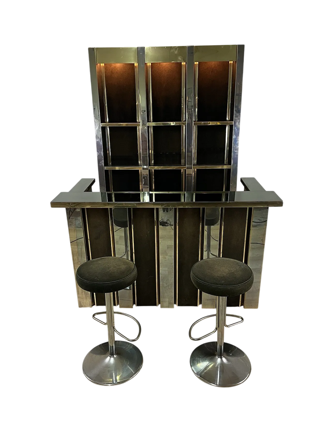 Metal and glass bar cabinet by Willy Rizzo, 1960s 21