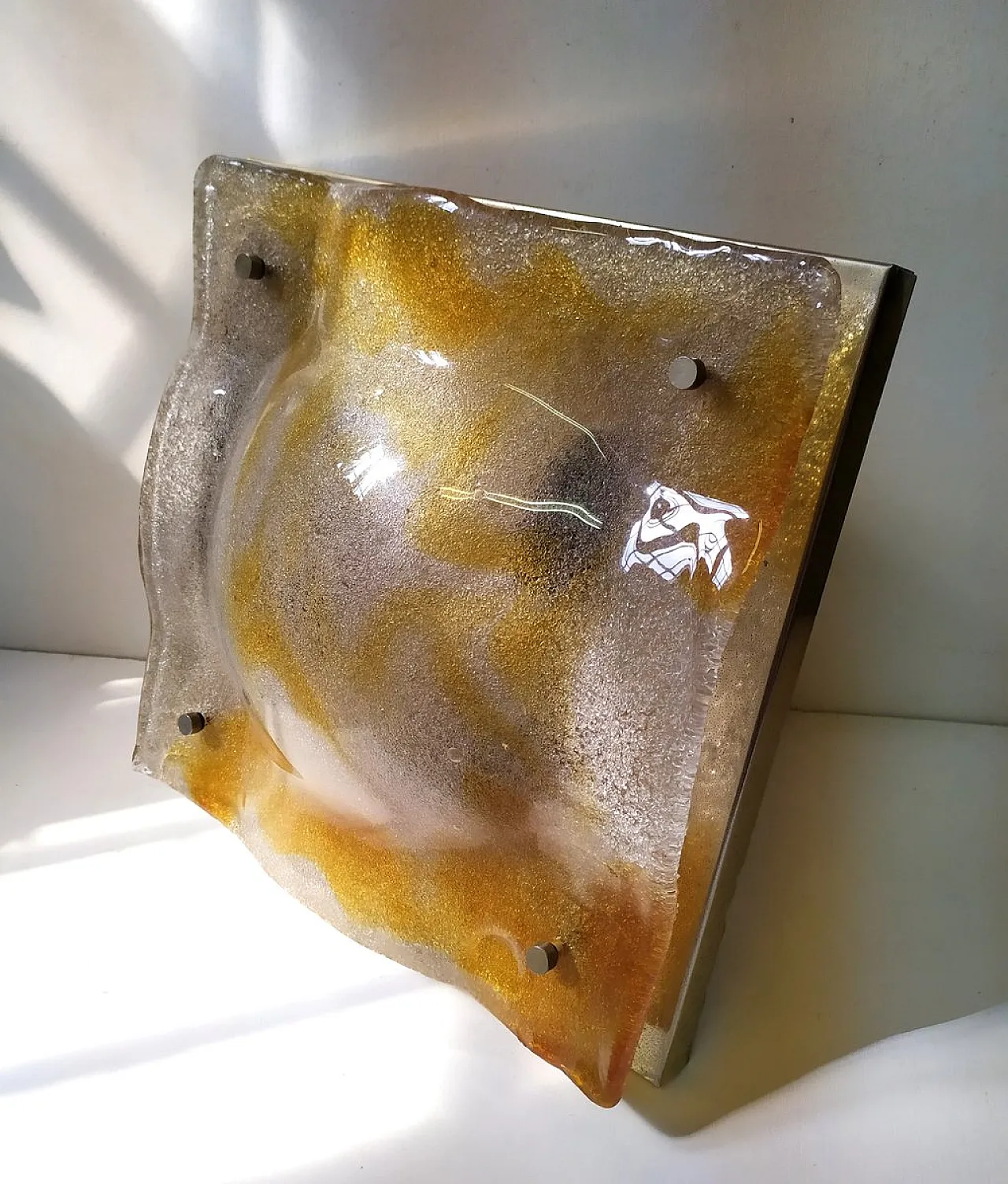 Lampada da parete grande in vetro di Murano di Mazzega, anni '70 2